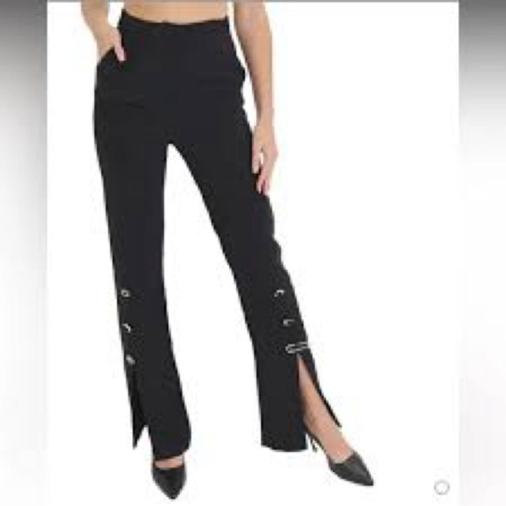 Torn by Ronny Kobo Black Sage Button Detail Split Leg Pant Slacks Women's S NWT